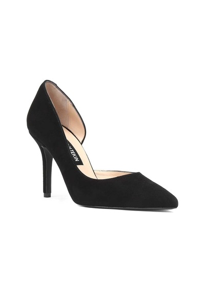Kadın Siyah İnce Topuklu Süet Deri Stiletto Siyah Süet