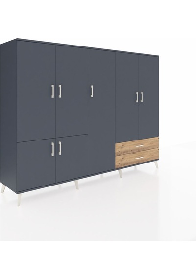 Hyperion Dolap 12 Raflı 2 Çekmeceli 7 Kapaklı 220x44x163 Antrasit Antrasit-antrasit/çam Hyperion Dolap 12 Raflı 2 Çekmeceli 7 Kapaklı 220x44x163 Antrasit Antrasit-antrasit/çam
