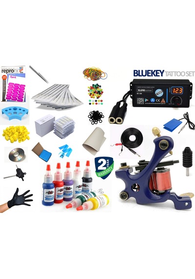 Xl-499B Bluekey Dijital Adaptörülü Tattoo Dövme Makinası Seti Pro
