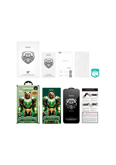 Hoco. Apple iPhone Uyumlu 16 Pro Max Bear Shield Hayalet Cam Ekran Koruyucu - Siyah