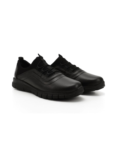Gönderi(R) Gönderi R Siyah Lastik Bağcıklı Hakiki Deri Comfort Sneaker Siyah