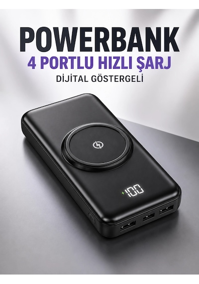 10.000 Mah Powerbank 4 Portlu Hızlı Şarj Dijital Göstergeli Çok Renkli 09354640