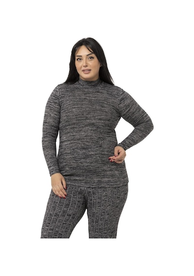 Disentis Büyük Beden Yarım Balıkçı Uzun Kollu Triko Siyah Body-siyah Siyah