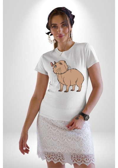 Chispi Unisex Unisex Beyaz Organik Baskılı T-shirt Penye Yüksek Kalite Beyaz