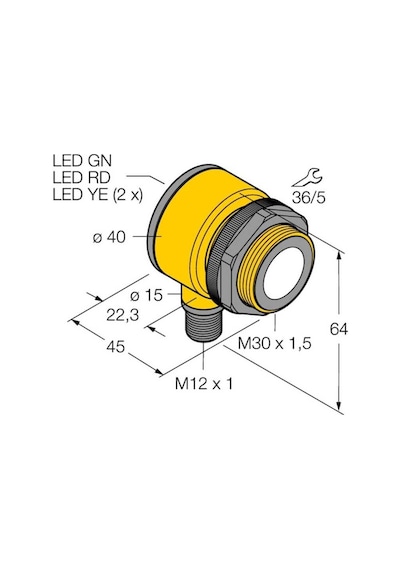 Turck Ru300-t30-lı26x3-h1141 Ultrasonik Sensör , 3m. Algılama Mesafesi, 4-20ma, M12 Konnektörlü