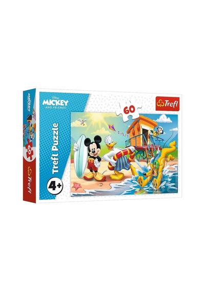 Trefl Mickey Mouse Ve Arkadaşları Plaj Eğlencesi Puzzle 60 Parça - 4 Yaş Üstü Eğitici Çocuk Yapboz