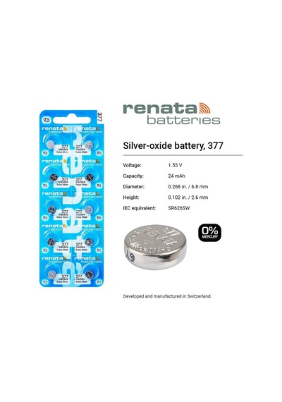377 Swiss Made Gümüş Oksit Düğme Pil Sr626sw