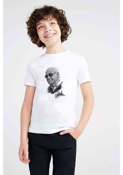 Tshirthane Stan Lee Marvel Rest In Peace Baskılı Unisex Çocuk Beyaz T-Shirt