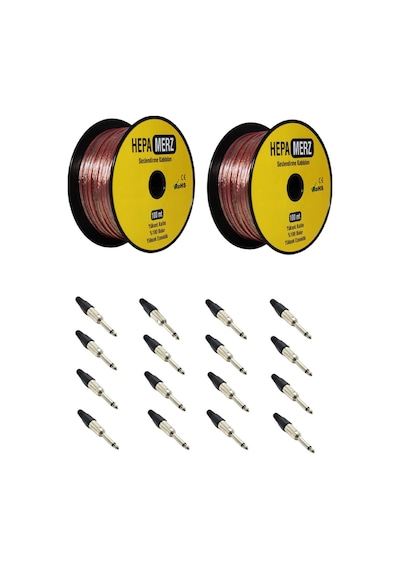 Hepa Merz Connection Paket-12 Hoparlör Kablosu Jak Konnektör Pake