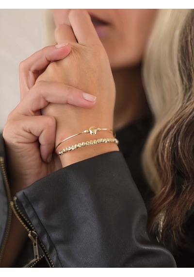Eva Takı Store Dorika Model İki Sıralı Ayarlanabilir Kelepçe Bileklik Altın
