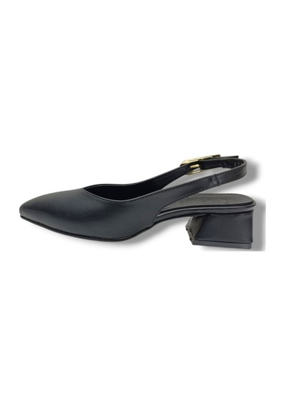 C-shoes Sy300-26 Cilt Arkası Açık Kare Topuk Kadın Ayakkabı Siyah