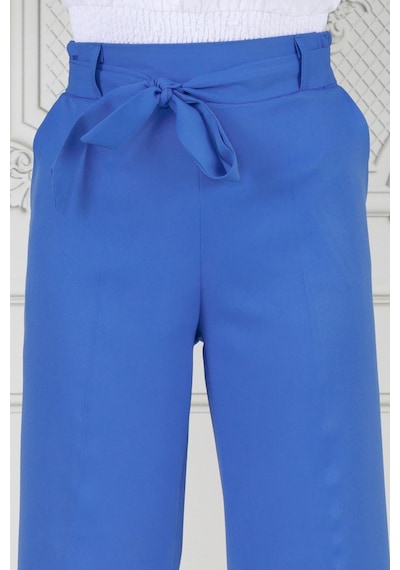 Sevitli Beli Bağlamalı Bol Paça Pantolon-mavi-3668-mavi Mavi