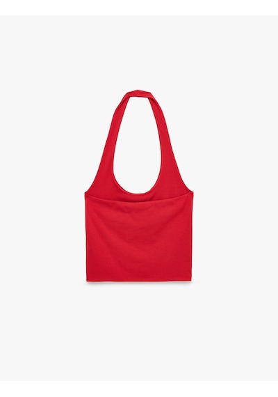 Koton Halter Yaka Kolsuz Pamuklu Crop Bluz Kırmızı 6sal30055ık