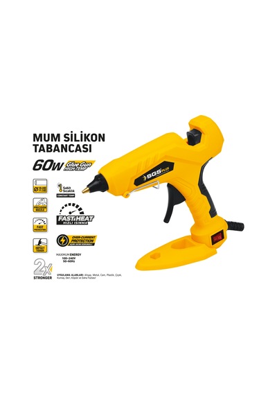 Sgs5291 Kalın 10.8 - 11.5mm Elektirikli Mum Silikon Tabancası 60 Watt