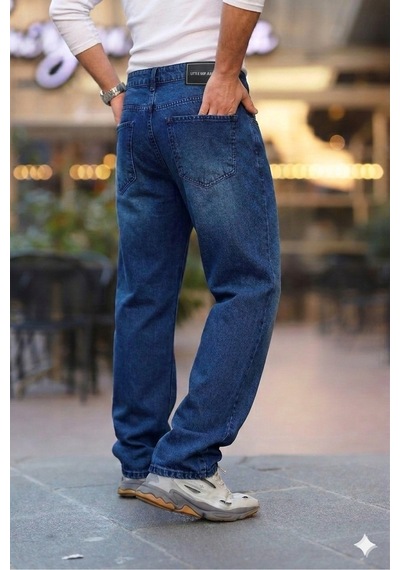 Little Cup Jeans Co Erkek Mavi Rodeo Baggy Fit Rahat Kalıp Jean Pantolon