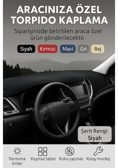 Trobus Volvo S60 2011-2017 3d Torpido Koruma Kılıfı - Siyah Biye