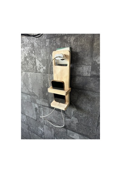 Ahşap Duvar Tipi Telefon Şarj Standı Organizer Raf Bej - 850488606 Bej