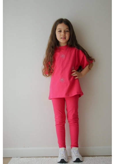 Jeliboom Kids Taşlı Taytlı Kız İkili Takım 3-10 Yaş -li6727220 - Pembe