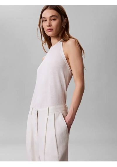 Calvin Klein Lınen Blend Wıde Leg, Yas Krem Kadın Pantolon