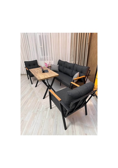 Houseart Vera 3+1+1 + Masa , Balkon, Bahçe - Cafe , Teras , Metal Kanepe Koltuk Takımı , Yemek Masası ,çay Seti Antrasit Houseart Vera 3+1+1 + Masa , Balkon, Bahçe - Cafe , Teras , Metal Kanepe Koltuk Takımı , Yemek Masası ,çay Seti Antrasit