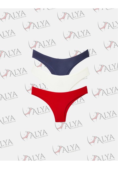 Alya Underwear Kadın Brazilian Külot 3 Adet Beyaz Karışık T01