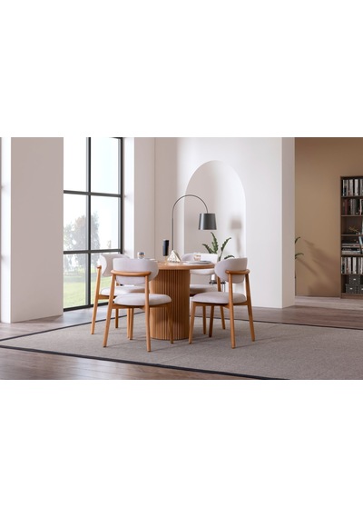 Luxor İskandinav Natural Ahşap Masa Sandalye Takımı 100x100 Natural