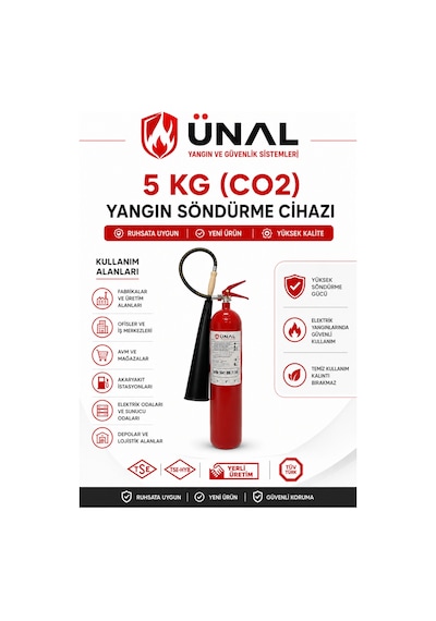 5 Kg Co2 Karbondioksit Yangın Söndürme Cihazı Tse Belgeli Ruhsata Uygun Elektrik