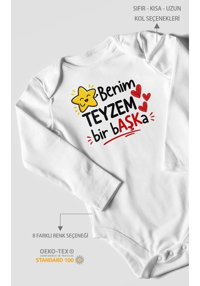 Morivokids Benim Teyzem Bir Başka Uzun Kollu Çıtçıtlı Bebek Body Beyaz