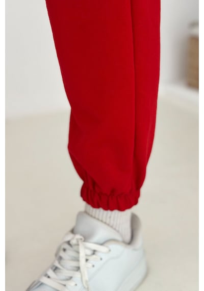 Kadın Bağcıklı Jogger Pantolon & Eşofman Altı Sportif & Enerjik Stil Kırmızı Kadın Bağcıklı Jogger Pantolon & Eşofman Altı Sportif & Enerjik Stil Kırmızı