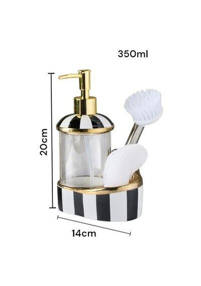 Cam Hazneli Porselen Mutfak Set Sıvı Sabunluk Çizgili 350ml 40099 Diğer