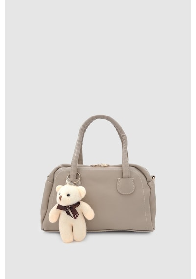 Wuclo Suera Ayıcık Charmlı Günlük Mini Tote Çapraz Askılı El Ve Kol Çantası Vizon
