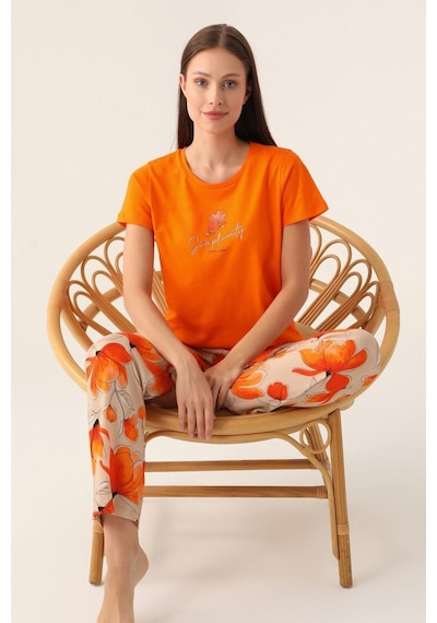 Pierre Cardin P.cardın Kadın Turuncu Kısa Kol Pijama Takımı 8813 001