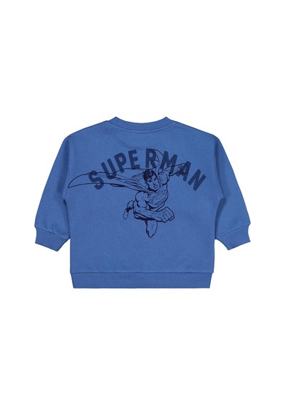 Superman Logo Baskılı 2-5 Yaş Sweatshirt - Mavi İndigo