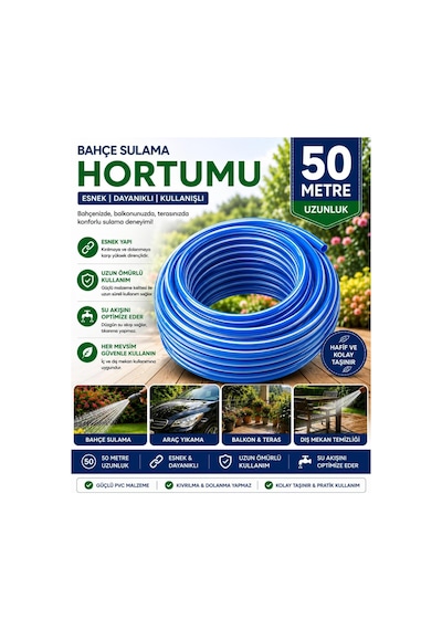 Hortum. Araba Yıkama Bahçe Sulama Balkon Yıkama Hortumu 50 Metre