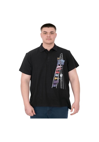 Mode Xl Büyük Beden Erkek T-shirt Polo Flag U25304 Siyah Siyah