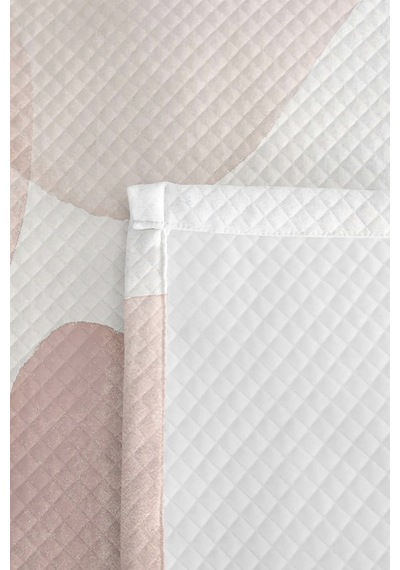 Geometrik Pudra Genç Odası Tek Kişilik Pike Takımı - Modern Bej 160x220 Cm Kapitone Yatak Örtüsü Naif Saman Buharı