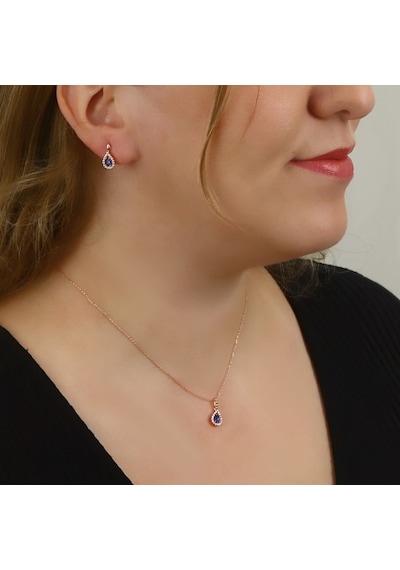Argentum Concept - Zirkon Taşlı Rose Gümüş Set (219325393)