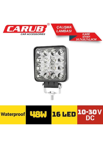 Çalısma Lambası Kare 16 Led 48w 10-30v