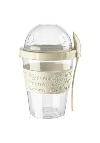 Take'n Go Kapaklı Kaşıklı Hazırla Ve Çık Meyveli Yoğurt Kabı Krem 600 Ml