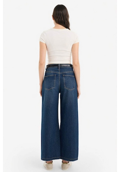 Defacto Culotte Yüksek Bel Jean Kar Yıkamalı Pantolon G4935ax26smnm28 Mavi-nm28