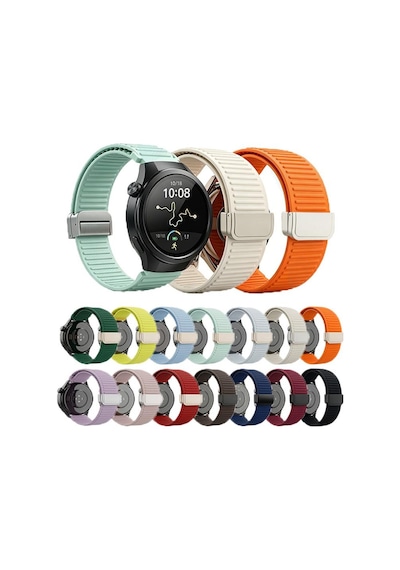 Huawei Watch Gt 6/5/4/3/2 Pro 46mm Ultimate Se Elite Kordon Magnetli Çizgili Ayarlanır Silikon Band Str-85