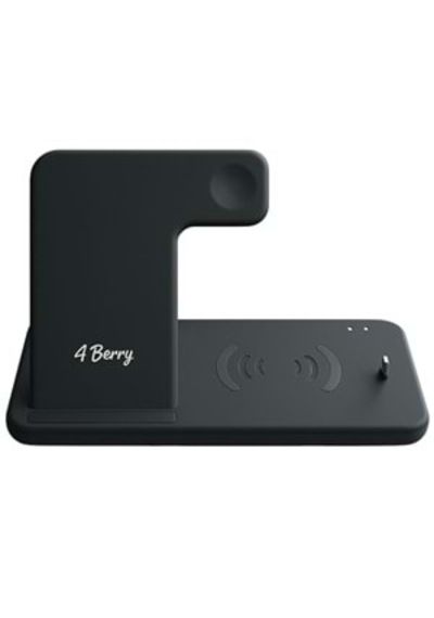 Abk-q20s Siyah 4-in-1 Kablosuz Şarj Standı Telefon, Saat, Kulak