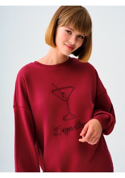 Oversize Kadın Sweatshirt Burgundy