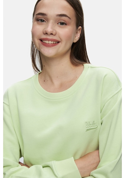 Ucla Sunnıva Yeşil Bisiklet Yaka Nakışlı Loose Fit Kadın Sweatshirt Yeşil