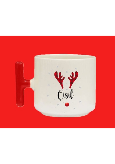 Yeni Yıla Özel Ç Harfli Isimli Basılı T Kulplu Latte Kupa