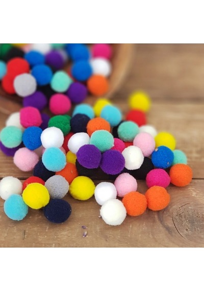 100 Adet. Ponpon. 10 Mm Renkli Ponpon. Peluş Ponpon. Minik Ponpon