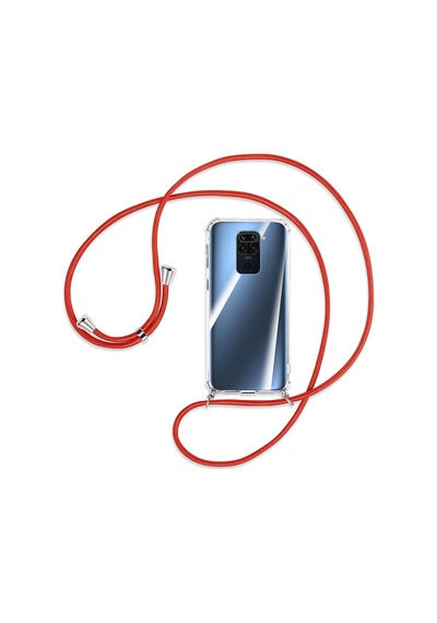 Teknomoda Xiaomi Redmi Note 9 Kılıf Boyun Omuz Askılı iPli Anti Şok Köşe Korumalı Şeffaf Silikon