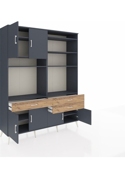 Hyperion Gardrop 10 Raflı 3 Çekmeceli 8 Kapaklı 176x44x221 Antrasit-antrasit/çam Antrasit/çam Hyperion Gardrop 10 Raflı 3 Çekmeceli 8 Kapaklı 176x44x221 Antrasit-antrasit/çam Antrasit/çam