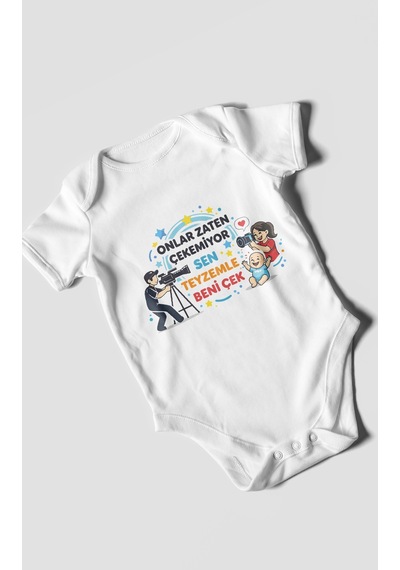 Morivokids Teyzeye Özel Kısa Kollu Bebek Body %100 Pamuk Zbn90-kk Beyaz