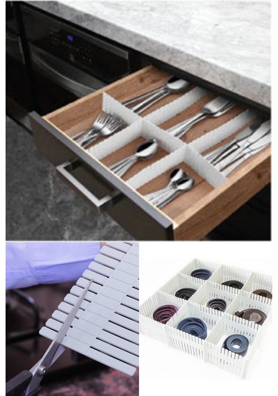 8 Adet Ayarlanabilir Kesilebilir Çekmece Düzenleyici Çekmece Organizer 54x8,5 Cm Plastik 40 X 40 Bey Diğer
